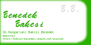 benedek bakcsi business card